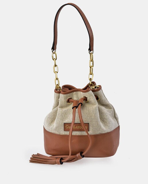 Guy Laroche mini two-tone tan and brown 