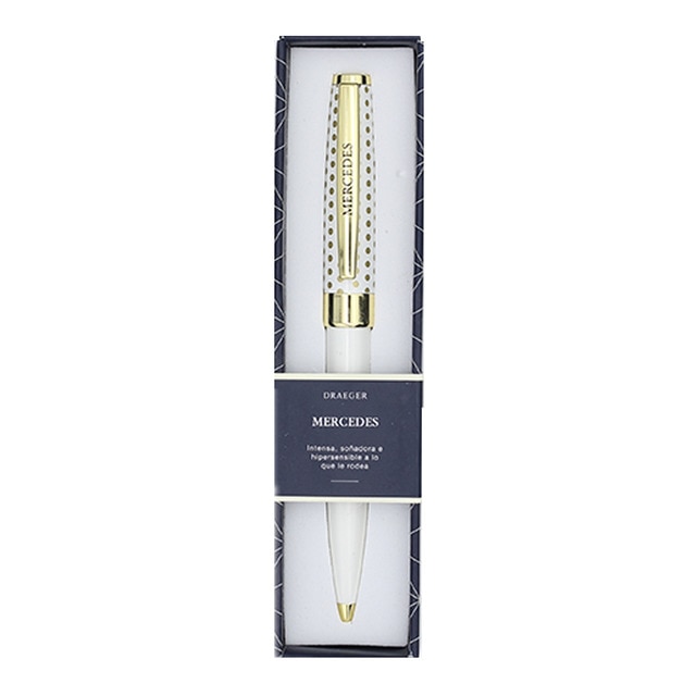 Bolígrafo Mercedes Draeger Blanco y Oro.