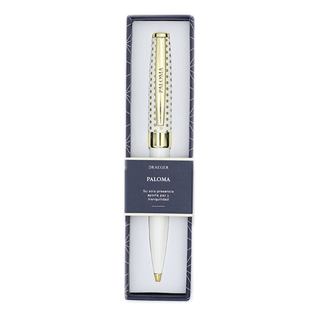 Bolígrafo Paloma Draeger Blanco y Oro.