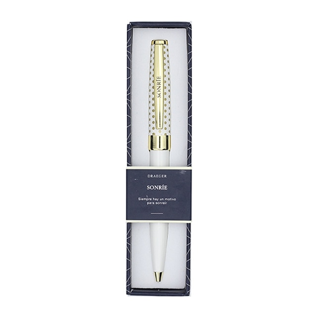 Bolígrafo Sonríe Draeger Blanco y Oro.