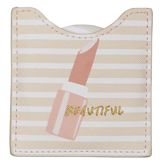 Espejo de Bolsillo Pintalabios Beautifull Draeger Blanco Beig Rosa y Dorado.