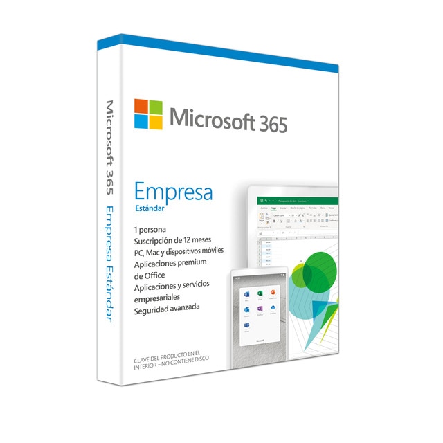 Microsoft 365 Empresa Estándar, 1 usuario, 1 año de suscripción, 5 dispositivos