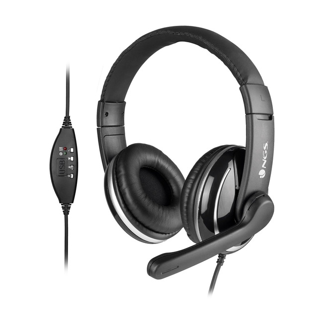 Auriculares de diadema con micrófono y cable NGS VOX800 USB