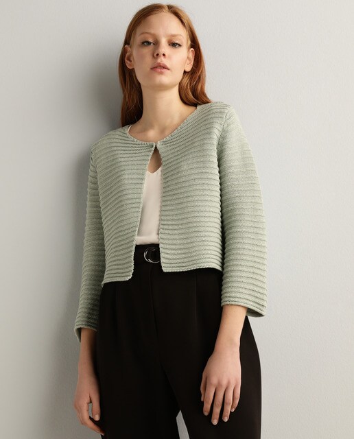 short cable knit cardigan