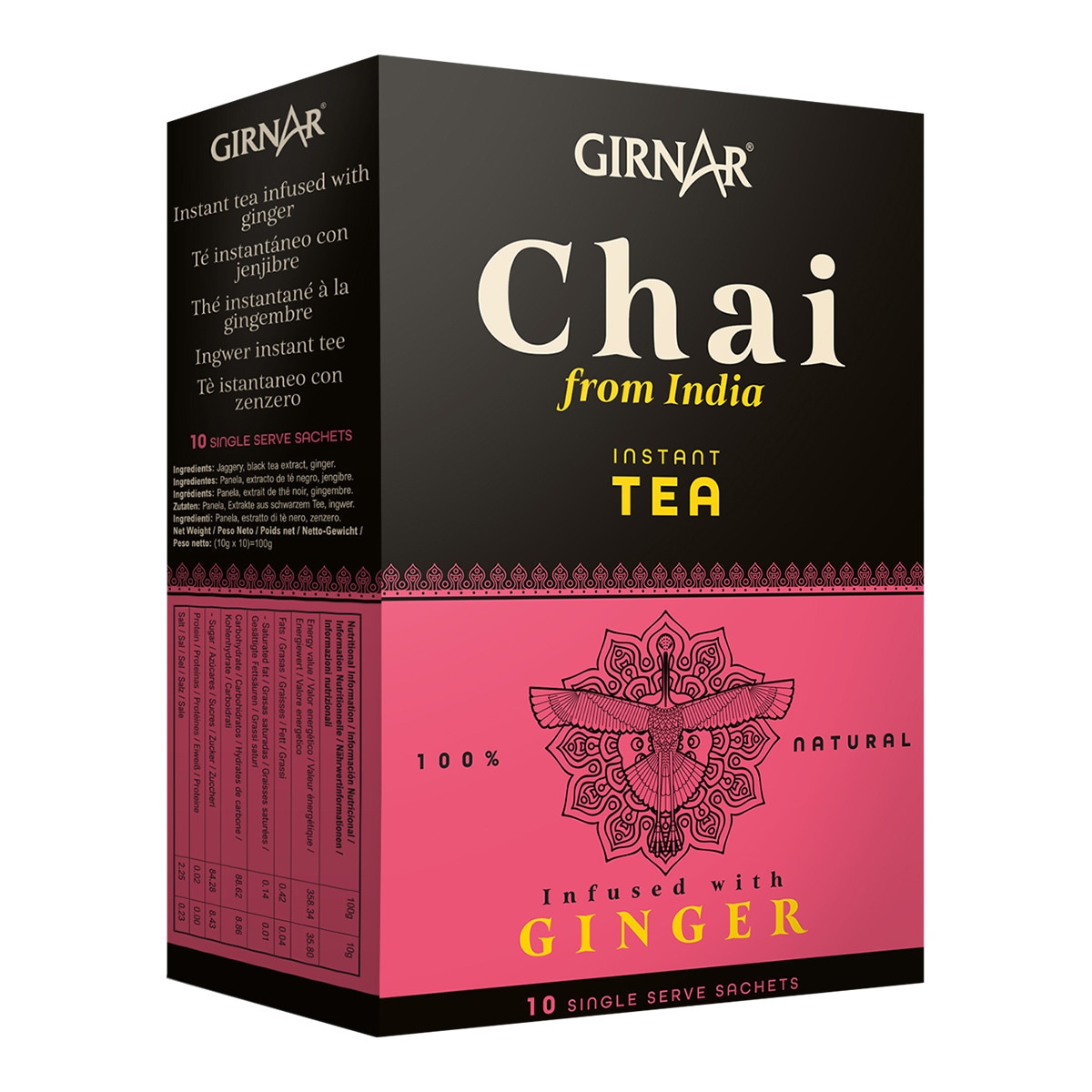 Girnar Chai de la India instant black tea with ginger 100 natural 10 bags · Gourmet Club · El