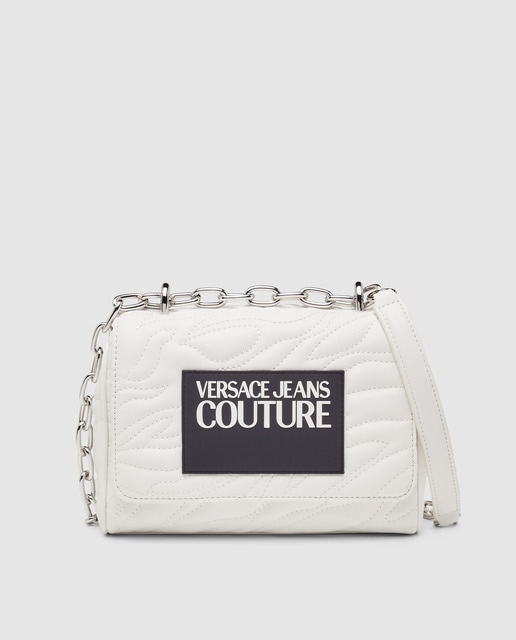 white bag with chain strap