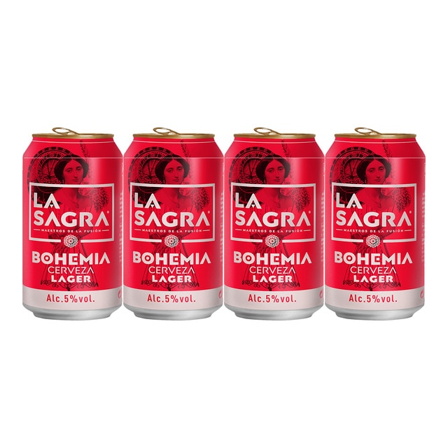 Pack 4 latas cerveza artesana rubia lager La Sagra Bohemia - Club del Gourmet El Corte Inglés