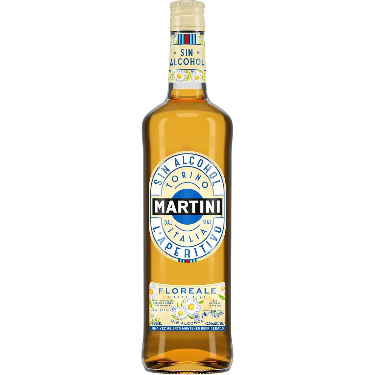 Vermut aperitivo Floreale Sin Alcohol Torino Italia botella 75 cl