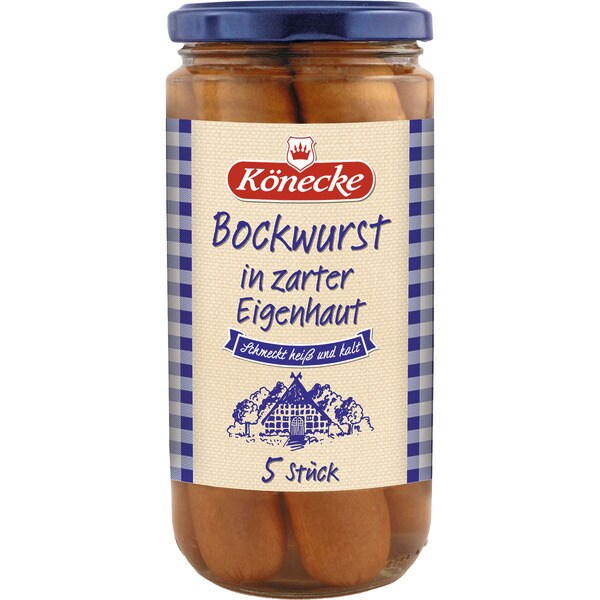 KONECKE salchichas bockwurst 5 piezas frasco 250 g neto escurrido