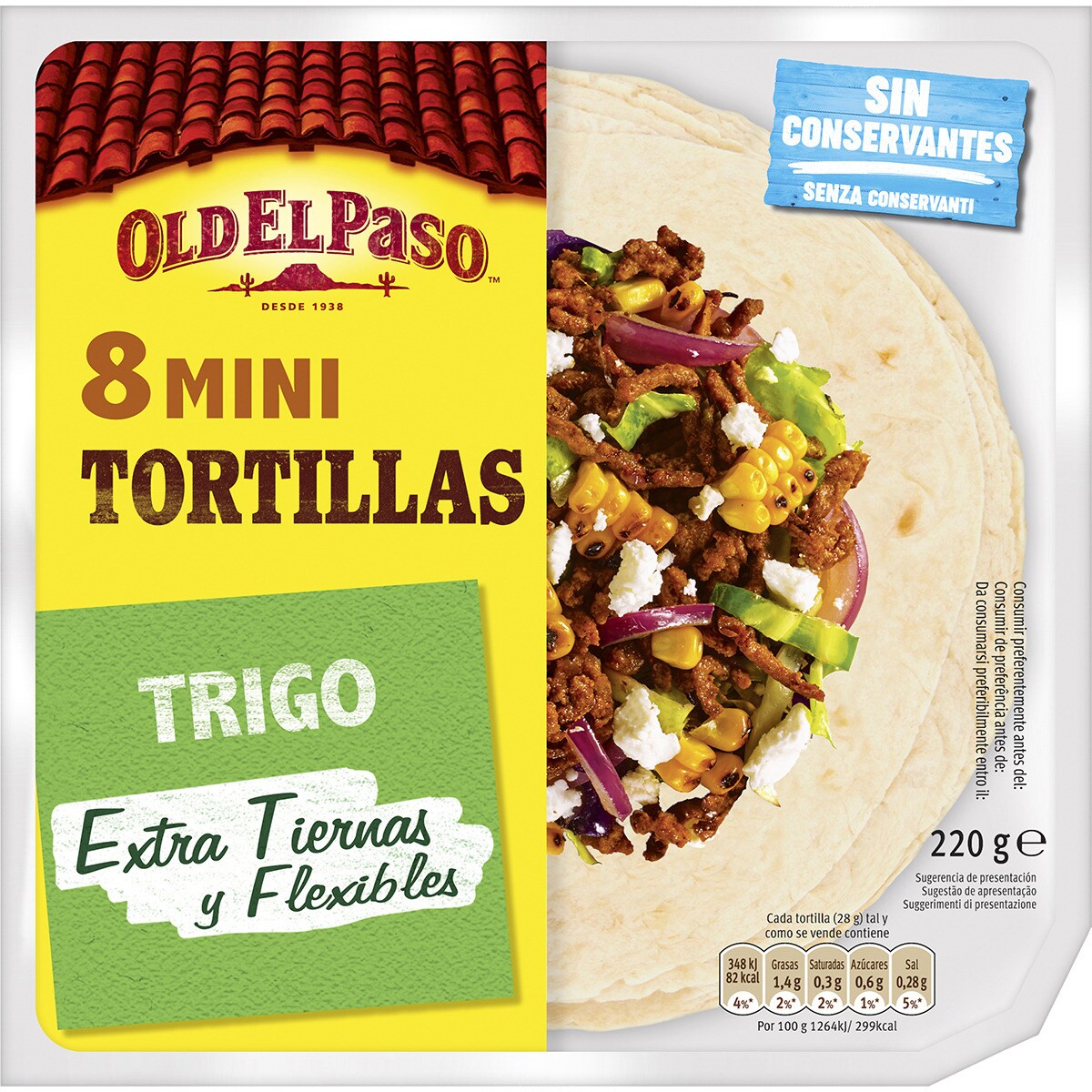 Tortillas mini de trigo 8 unidades envase 220 g · OLD EL PASO