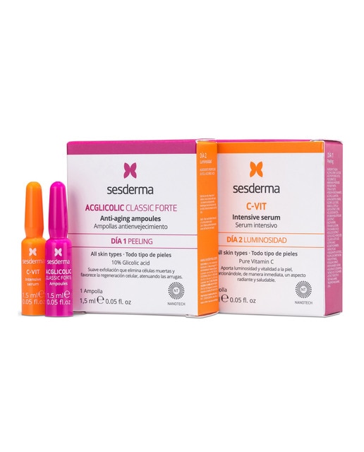 Ampollas Acglicolic + C-Vit Flash Peeling + Luminosidad Sesderma