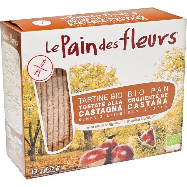 LE PAIN DES FLEURS pan ecológico crujiente de castaña sin  gluten y sin azúcar añadido envase 207 g
