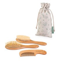 Miniland Chip Eco Wooden Brush + Comb Set brown/white