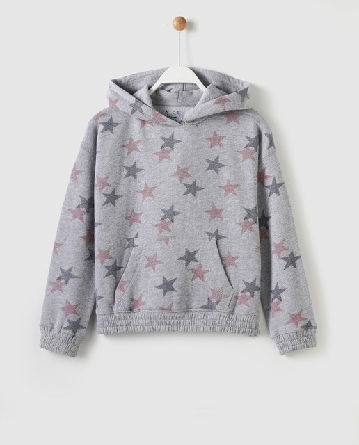 grey sweatshirt with stars