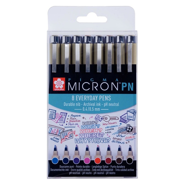 Estuche de 8 Rotuladores de Diferentes Colores Pigma Micrón PN Sakura Multicolor.