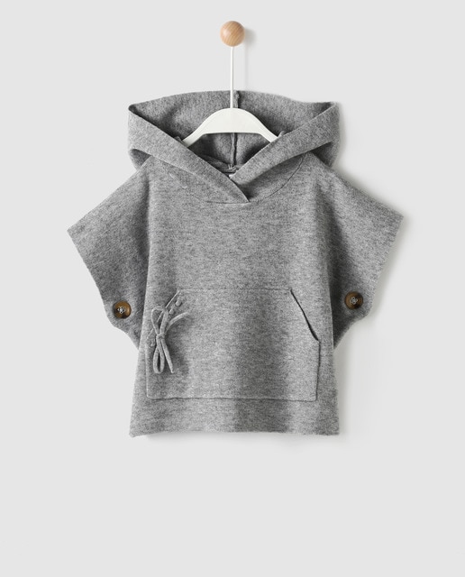 Baby Girls Grey Hooded Poncho Fashion El Corte Ingles