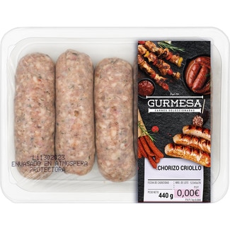 GURMESA chorizo criollo sin gluten peso aproximado bandeja 440 g