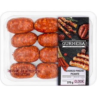 Gurmesa chorizo de pincho picante oreado sin gluten peso aproximado bandeja 370 g