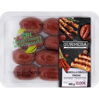 Morcilla de pincho con cebolla sin gluten peso aproximado GURMESA
