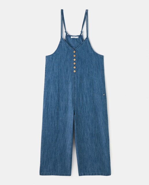 cropped denim dungarees