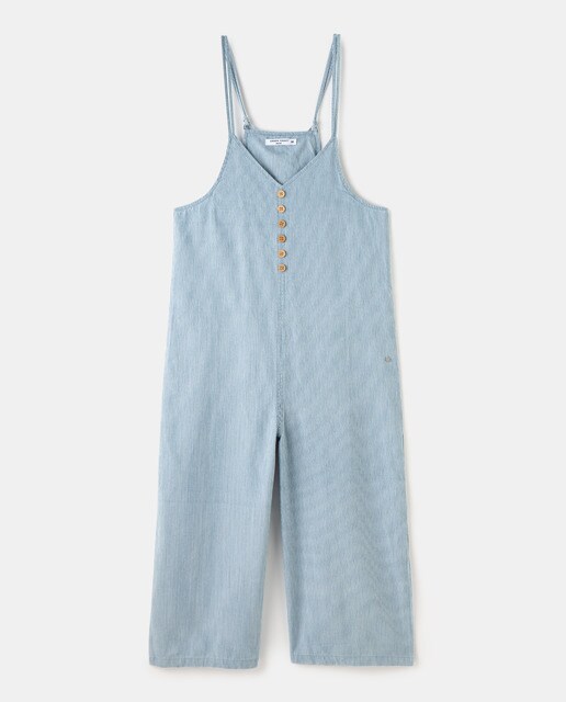 cropped denim dungarees