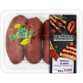 GURMESA morcilla negra de arroz 4 unidades sin gluten peso aproximado bandeja 500 g