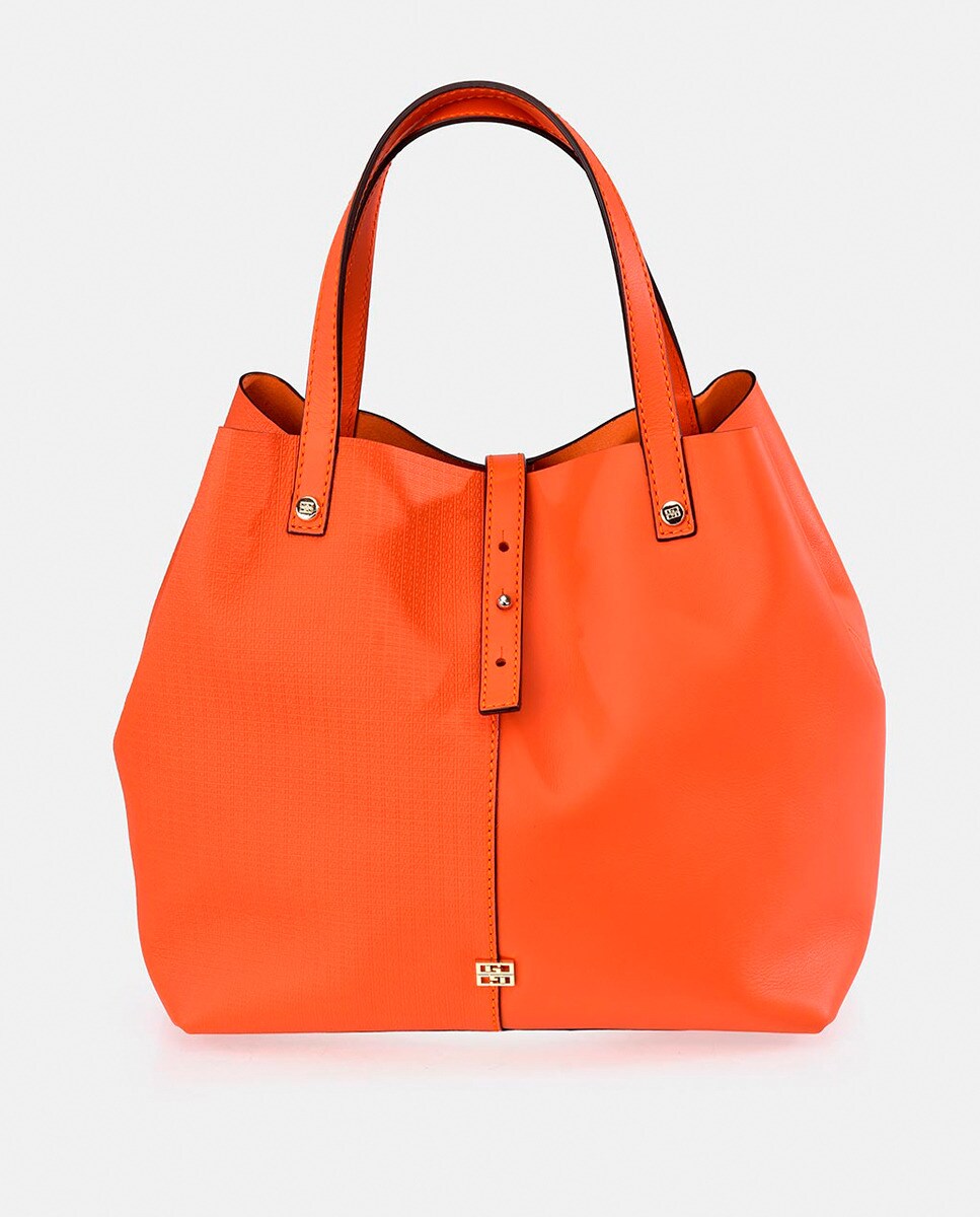 Bolso shopper Gloria Ortiz Mini Sofia M.Logo de piel en naranja con asa