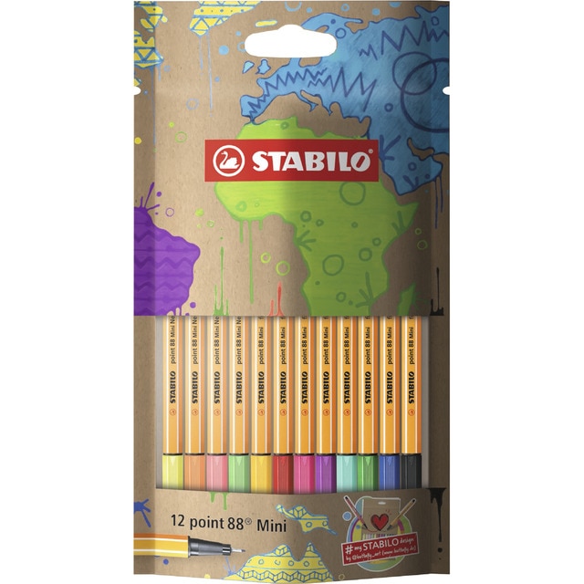 Estuche de 12 Rotuladores Punta Fina point 88 Mini STABILO Multicolor