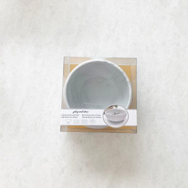 Play and Store silicone bowl with suction cup grey marble