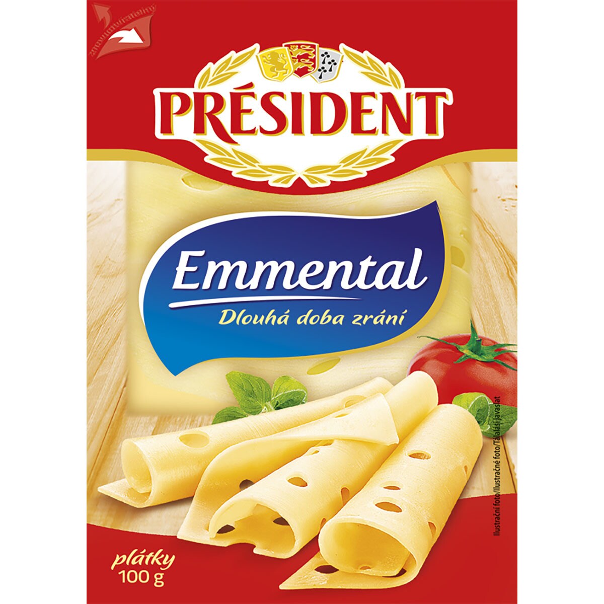 French emmental cheese slices made with pasteurised milk container 100