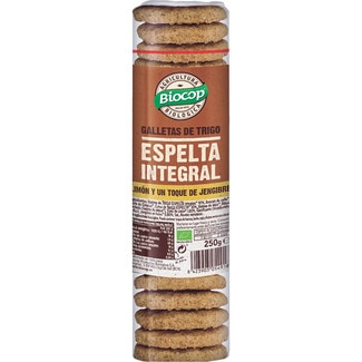 BIOCOP galletas de espelta integral con limón y un toque de jengibre ecológicas envase 250 g