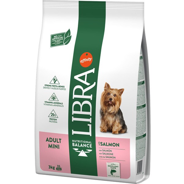 Trockenfutter für ausgewachsene Mini-Rassehunde mit Lachs Tasche 3 kg