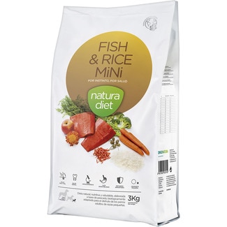 NATURA DIET pienso para perros adultos mini con pescado y arroz bolsa 3 kg