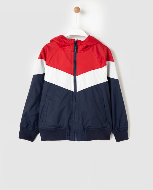 three tone windbreaker hooded jacket