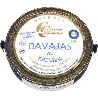 CONSERVAS DE CAMBADOS navajas al natural depuradas 8-10 piezas lata 154 g neto escurrido