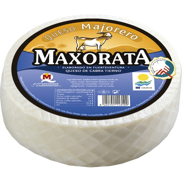 MAXORATA queso de cabra tierno elaborado con leche pasteurizada DOP Majorero peso aproximado pieza 4 kg 