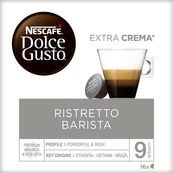 Comprar café Ristretto Barista Extra Crema Premium arábica y robusta de  Ethiopía, Vietnam y Brasil estuche 16 cápsulas de intensidad 9 · NESCAFE  DOLCE GUSTO · Supermercado El Corte Inglés