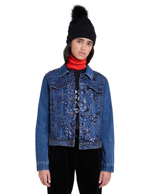womens denim jacket with embroidery