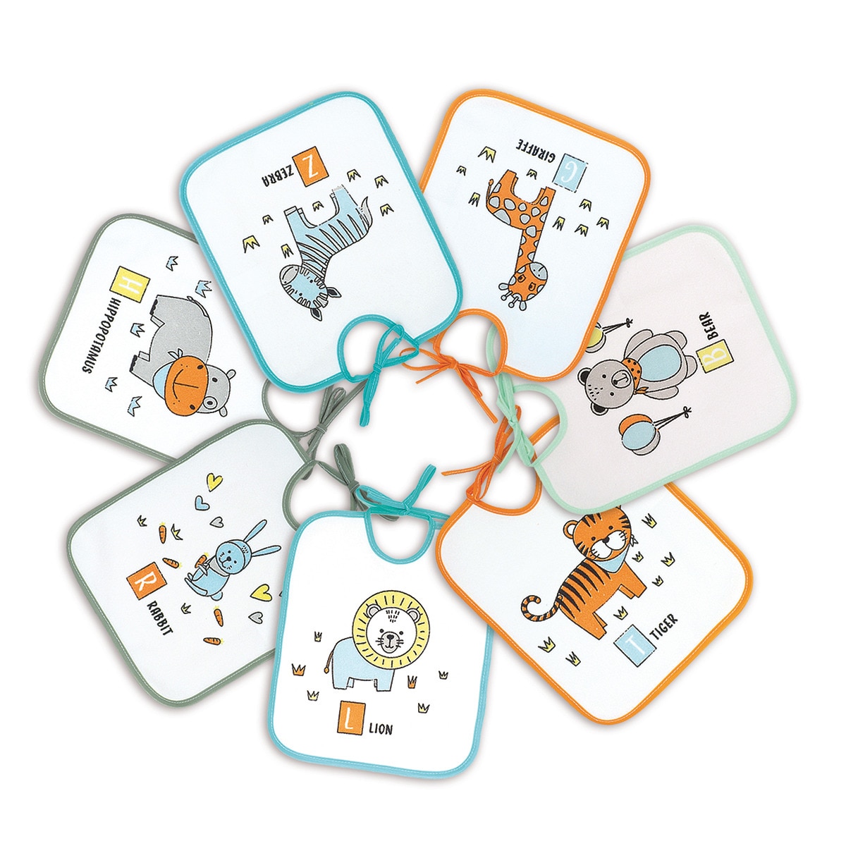 Semanario Set de 7 baberos  Ti Tín  estampados Naranja-1