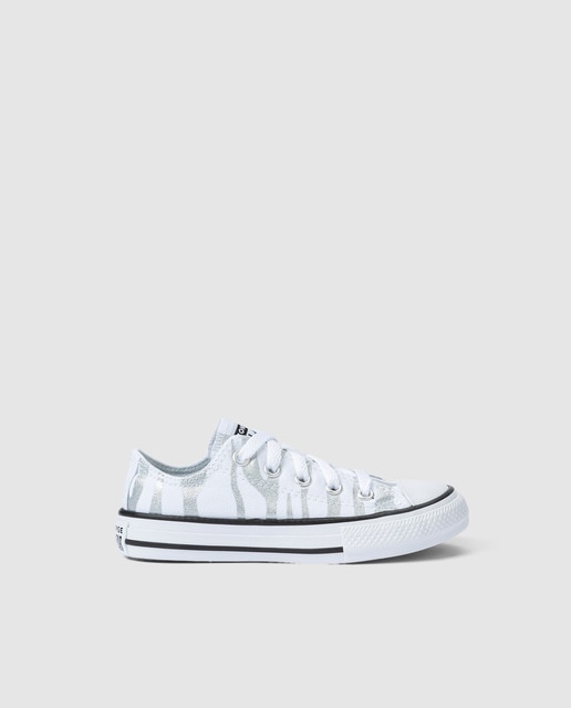 girls white converse trainers