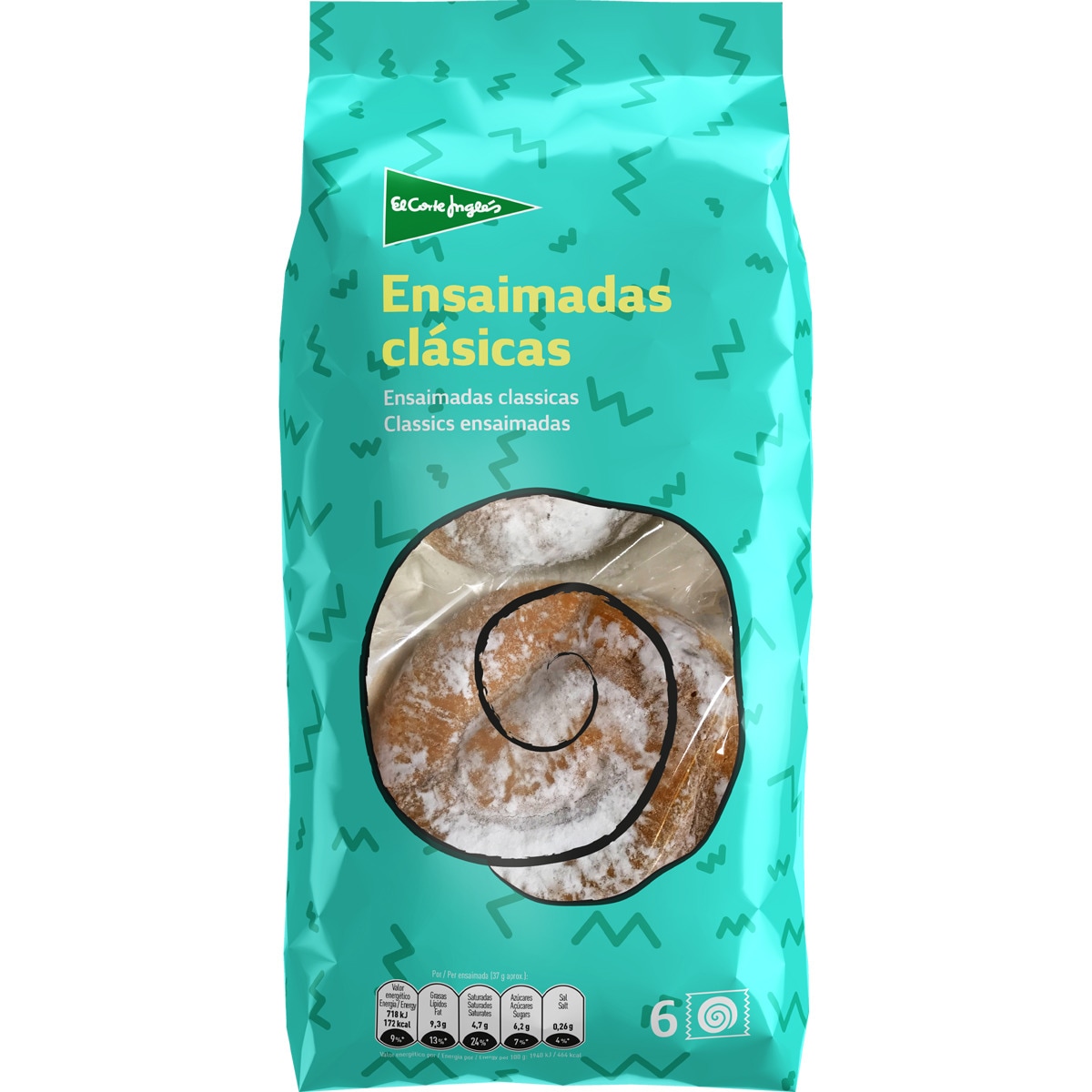 ensaimadas clásicas 6 unidades envasadas individualmente