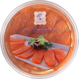 AHUMADOS DOMINGUEZ lomo de salmón ahumado precortado tarrina 350 g neto escurrido