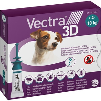 VECTRA 3D pipetas desparasitantes para perros pequeños 4-10kg envase 3 ampollas 1,2 ml