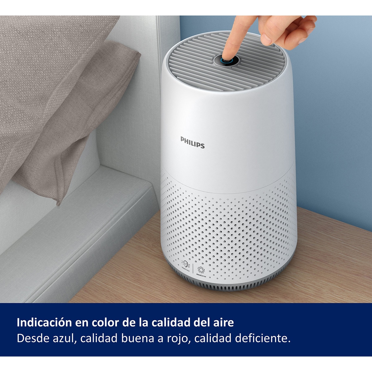 Purificador De Aire Compacto Philips S800 Con Filtro HEPA Para Estancias De Hasta 49m2