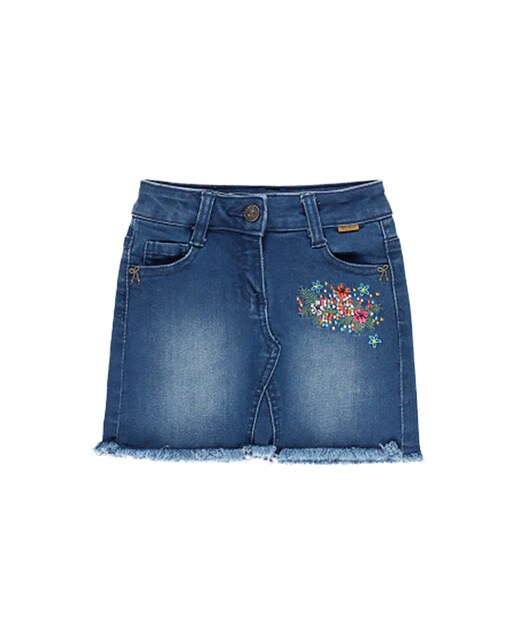 blue stretch denim skirt