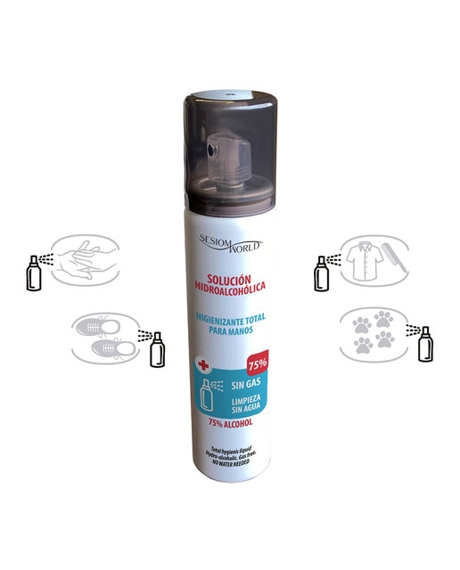 Spray con solución hidro-alcohólica higienizante multiusos 80ml.