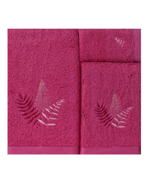 Juego toallas bordado 650 gramos fucsia