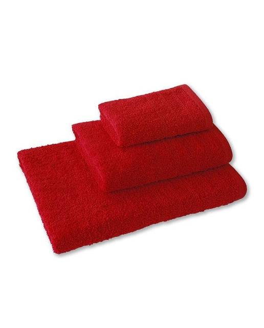 Juego toalla lisa 500 gramos rojo rubi