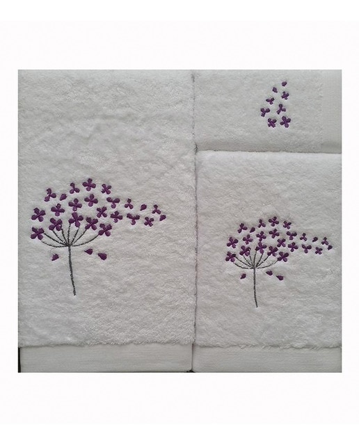 Juego toallas bordado 650 gramos blanco