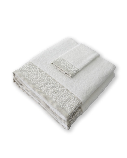 Juego toallas doble jacquard blanco 550 gramos